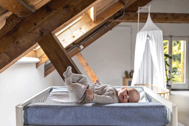 Housse matelas à langer Chevron Denim Blue