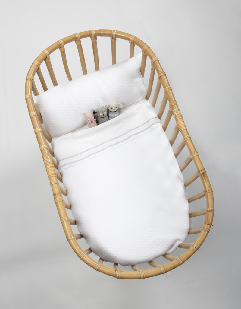 Crib blanket lined Chevron White