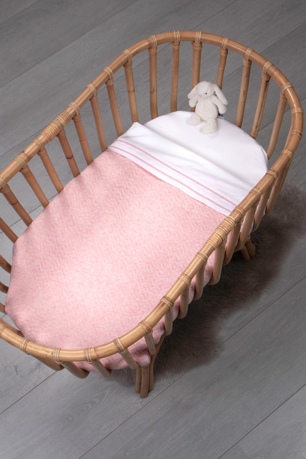 Crib blanket lined Chevron Pink Melange