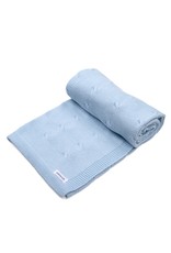 Marbella 100% Cotton Knitted Baby Crib Blanket  Light Blue