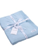 Marbella 100% Cotton Knitted Baby Crib Blanket  Light Blue