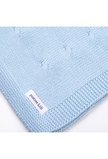 Marbella 100% Cotton Knitted Baby Crib Blanket  Light Blue