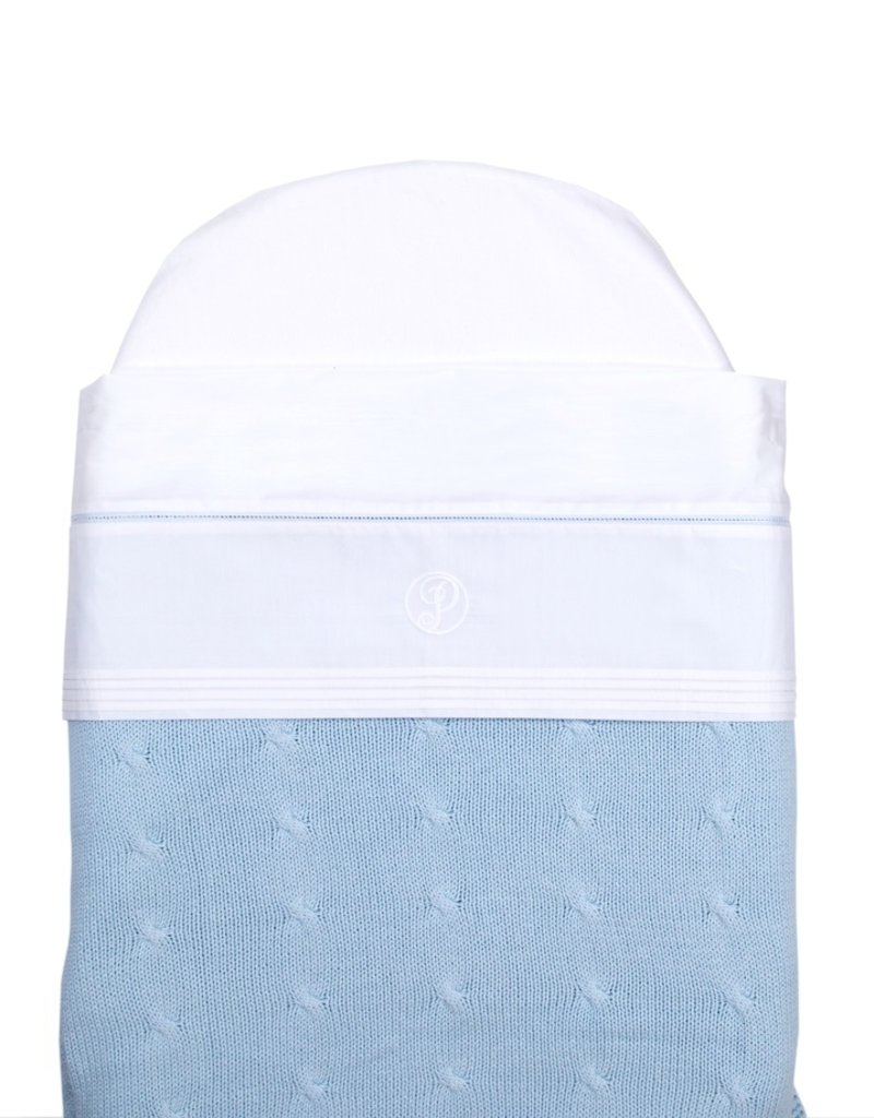 Marbella 100% Cotton Knitted Baby Crib Blanket  Light Blue