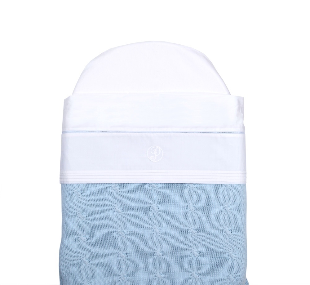 Marbella 100% Cotton Knitted Baby Crib Blanket  Light Blue