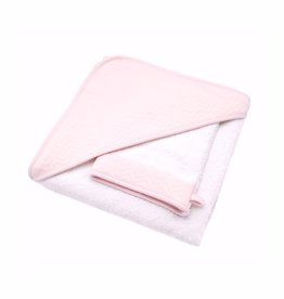 Hooded towel & washcloth Chevron Light Pink