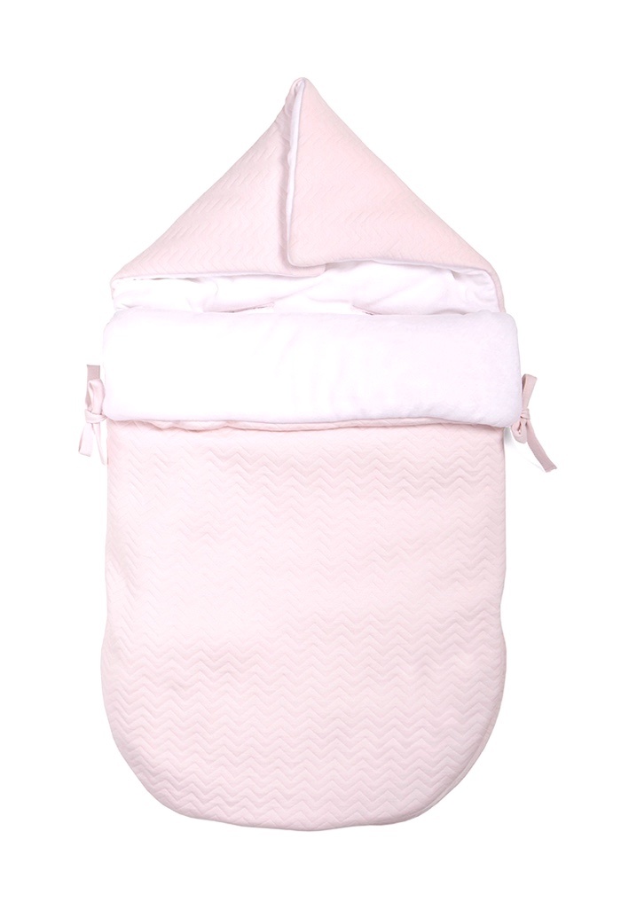 Baby footmuff 5 point belt Chevron Light Pink