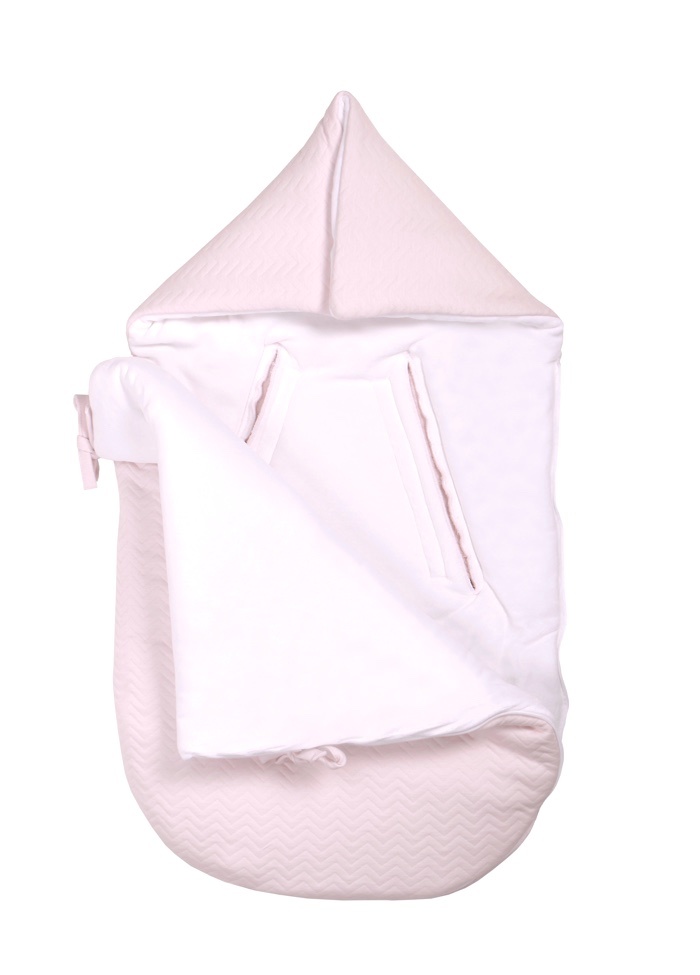 Baby footmuff 5 point belt Chevron Light Pink