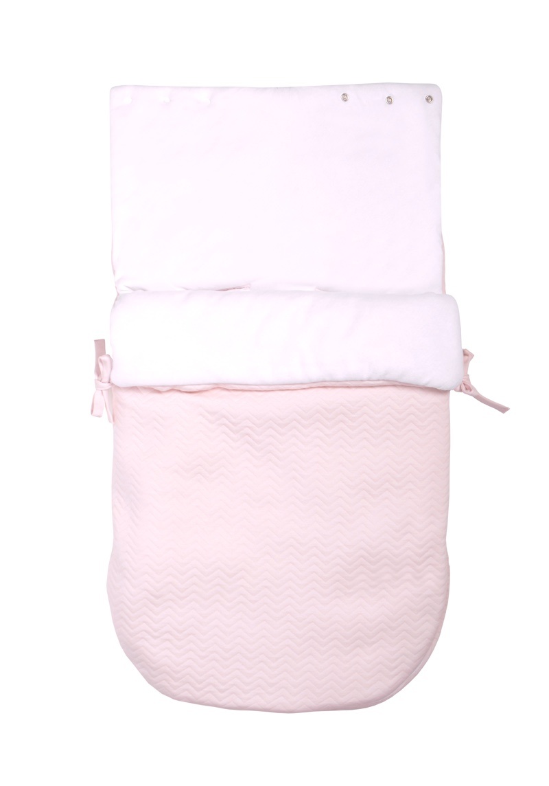 Baby footmuff 5 point belt Chevron Light Pink