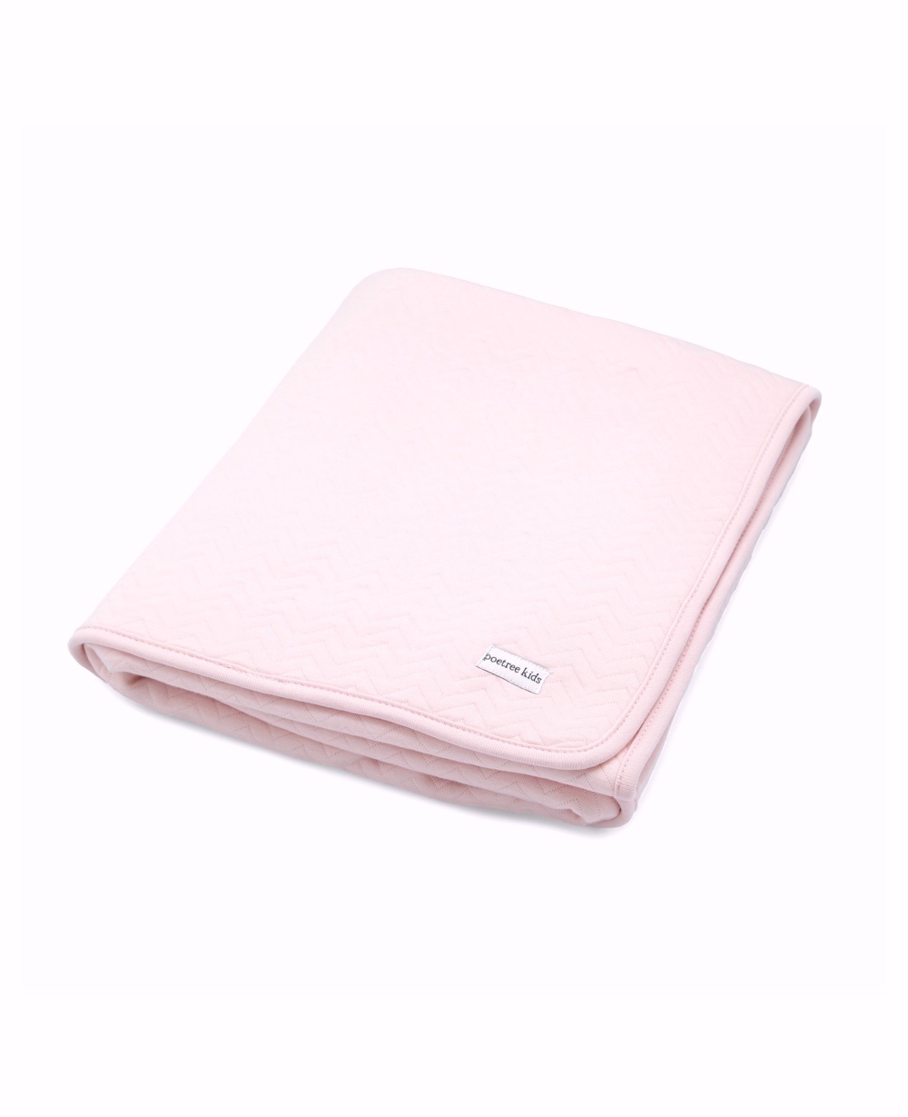 Crib blanket lined Chevron Light Pink