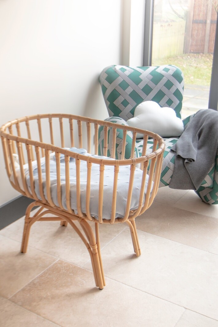Knitted Baby Crib Blanked Chamonix lined with fleece 80x100cm Light Blue