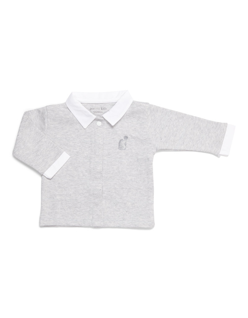 Ensemble bébé 2 pièces chemise  gris chiné avec pantalon blanc