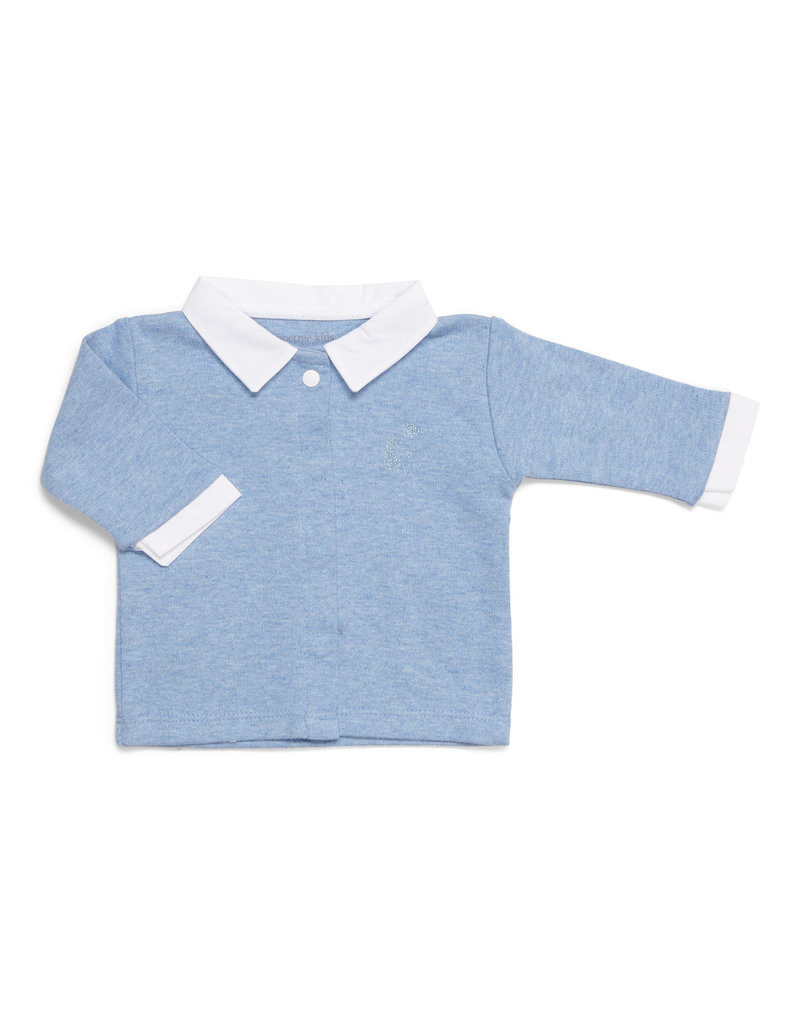 2 - Delige baby set denim blue shirt met wit broekje