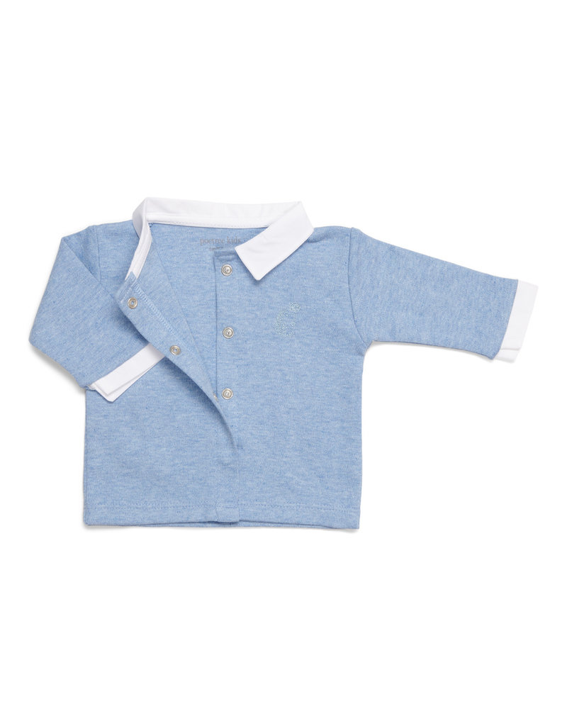 Ensemble bébé 2 pièces chemise bleu jean avec pantalon blanc