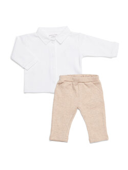 Ensemble bébé 2 pièces chemise blanc avec pantalon camel