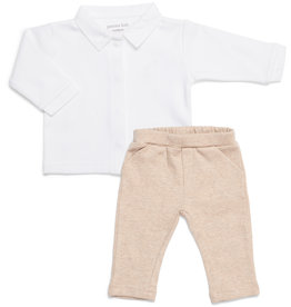 2 - Piece baby set white shirt with camel pants