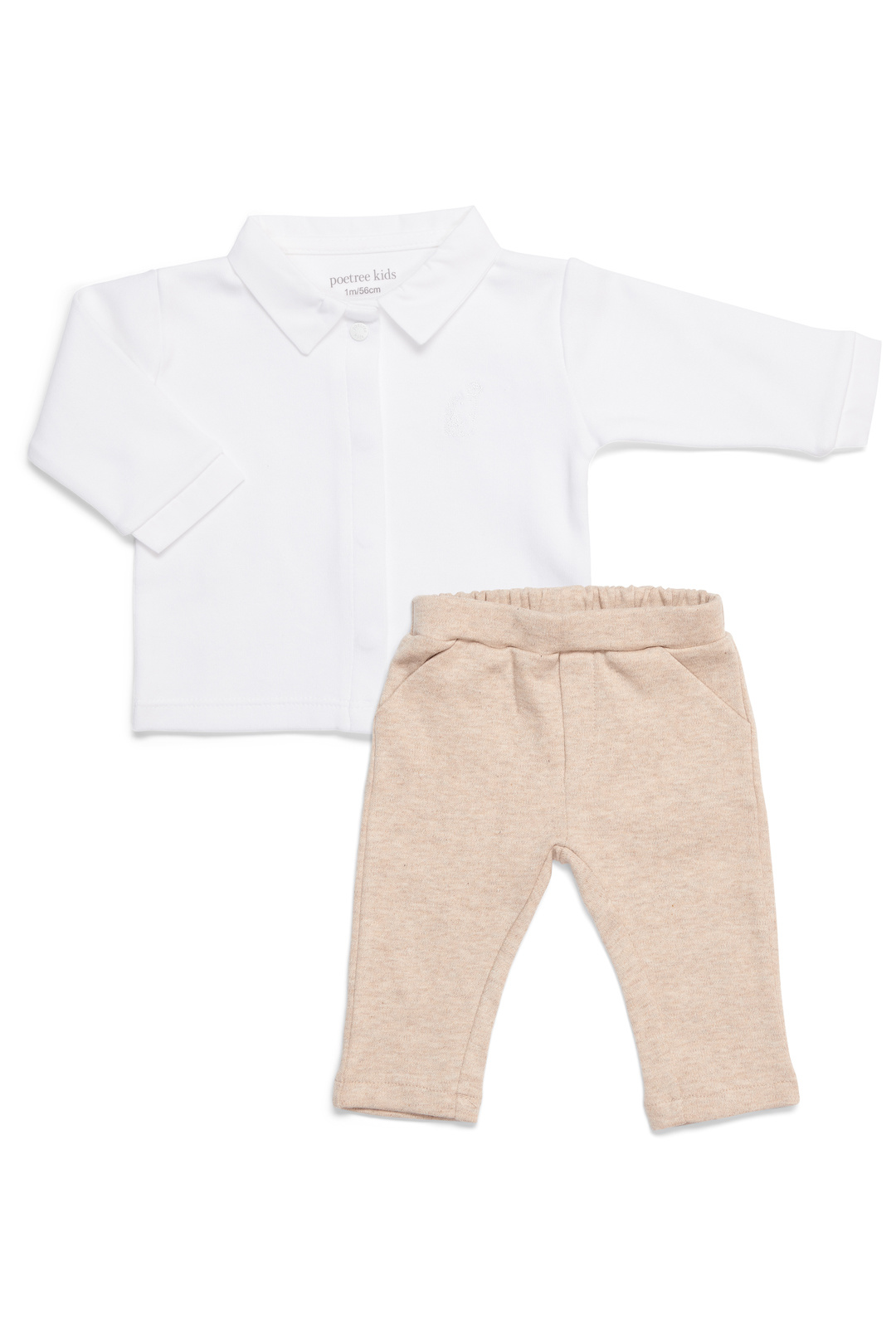 2 - Piece baby set white shirt with camel pants