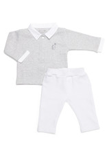 2 - Delige baby set grijs shirt met wit broekje