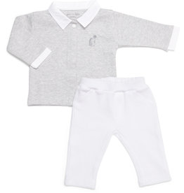 2 - Delige baby set grijs shirt met wit broekje