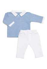 Ensemble bébé 2 pièces chemise bleu jean avec pantalon blanc