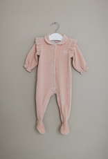 Velvet Baby suit with Ruffles Blush pink