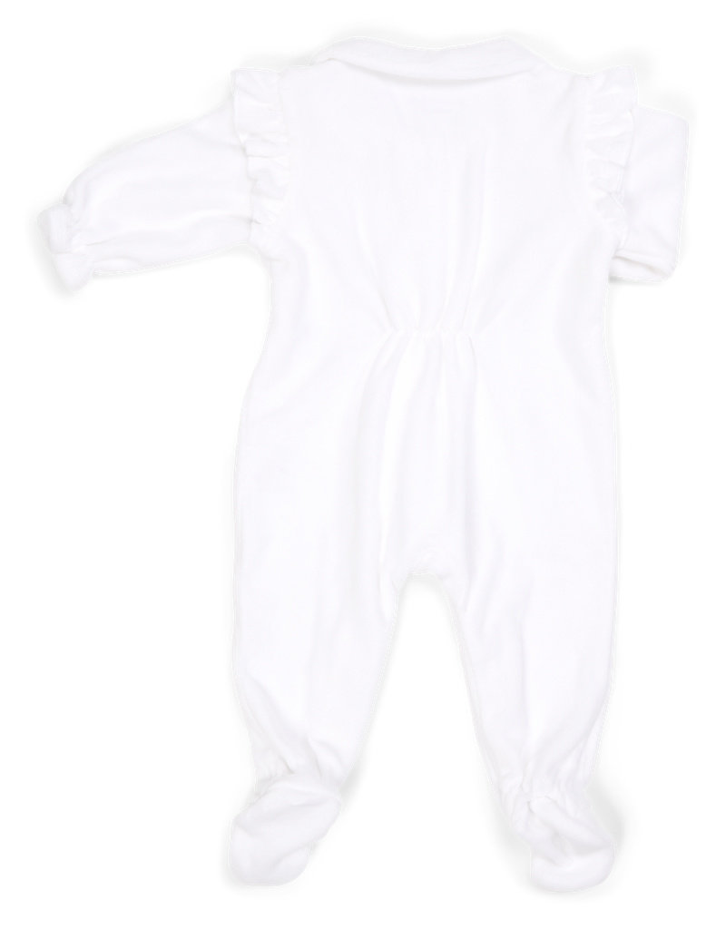 Velvet Baby suit with Ruffles White