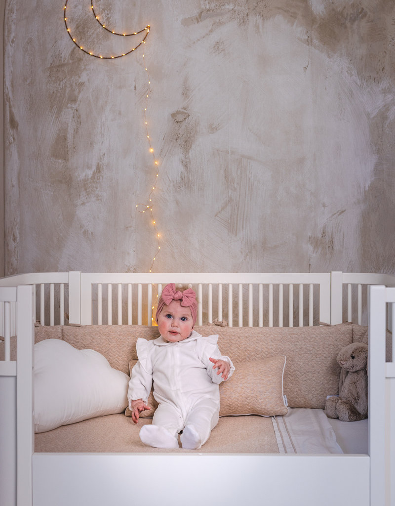 Velvet Baby suit with Ruffles White