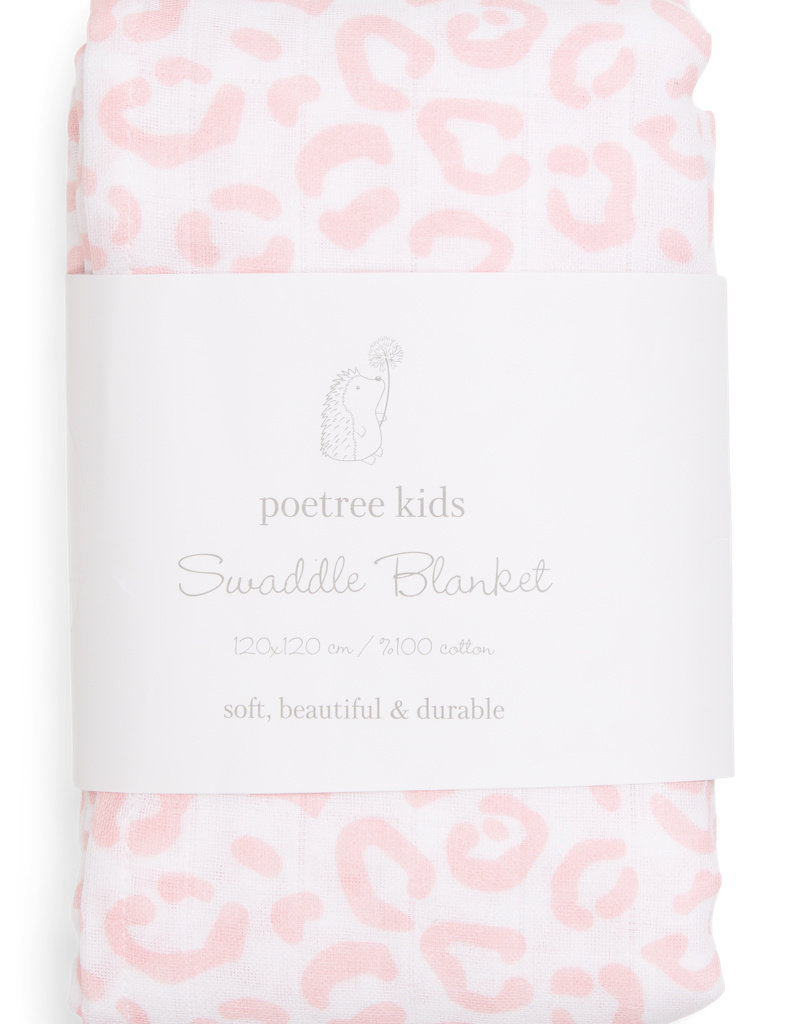 Swaddle blanket 120x120cm Leopard print Pink