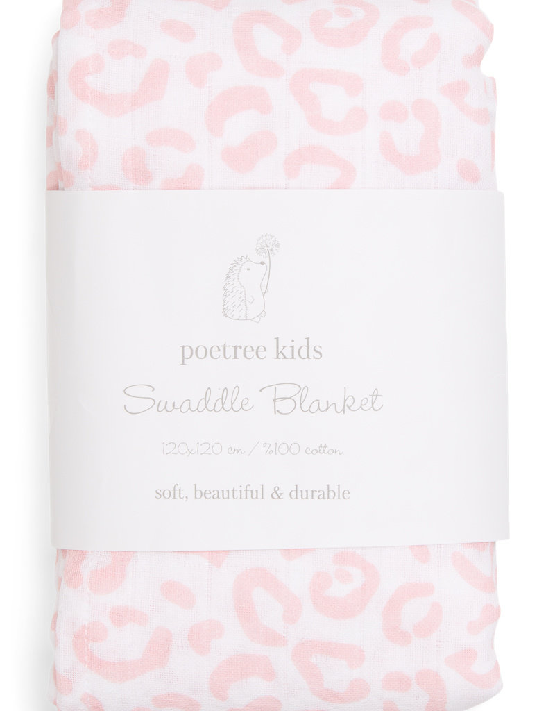 Swaddle doek 120x120cm Leopard print Pink