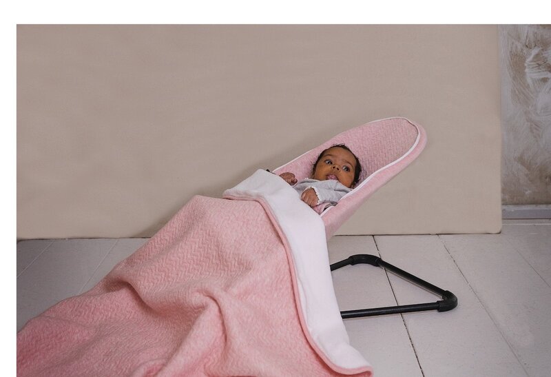 Cot Blanket lined Chevron Pink Melange
