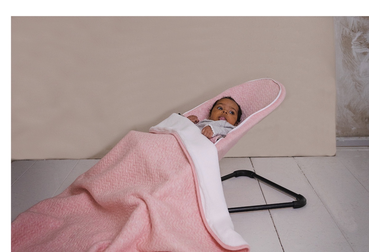 Crib blanket lined Chevron Pink Melange