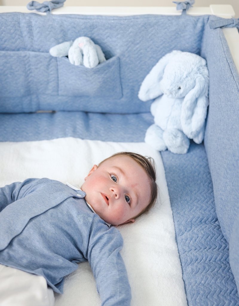 2 - Piece baby set denim blue shirt with white pants