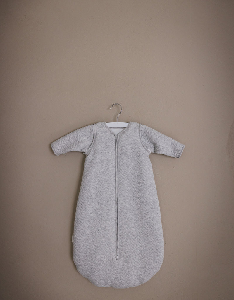 Sac de couchage bébé en jersey 90cm Chevron Light Grey Melange avec manches détachables