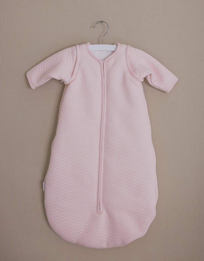 Sac de couchage bébé en jersey 70cm Chevron Light Pink avec manches détachables