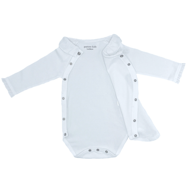 Lange mouw body/romper met poplin kraagje en mouw details