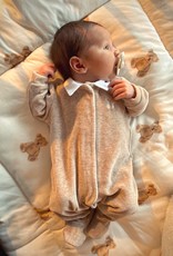 Velvet Baby suit Camel with poplin collar