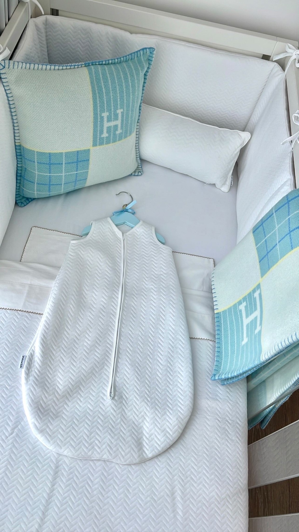 Jersey baby sleeping bag 70cm Summer Chevron White