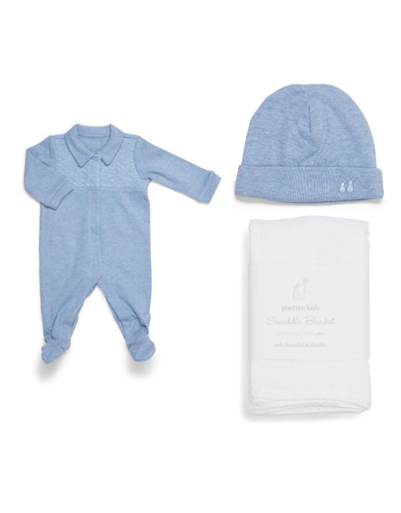 Gift set White Chevron Denim Blue