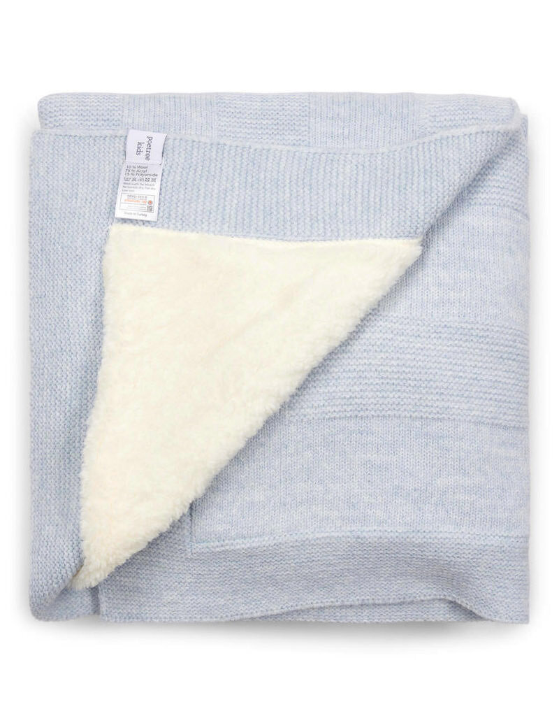 Aspen Wool Blend Crib blanket Light Blue melange