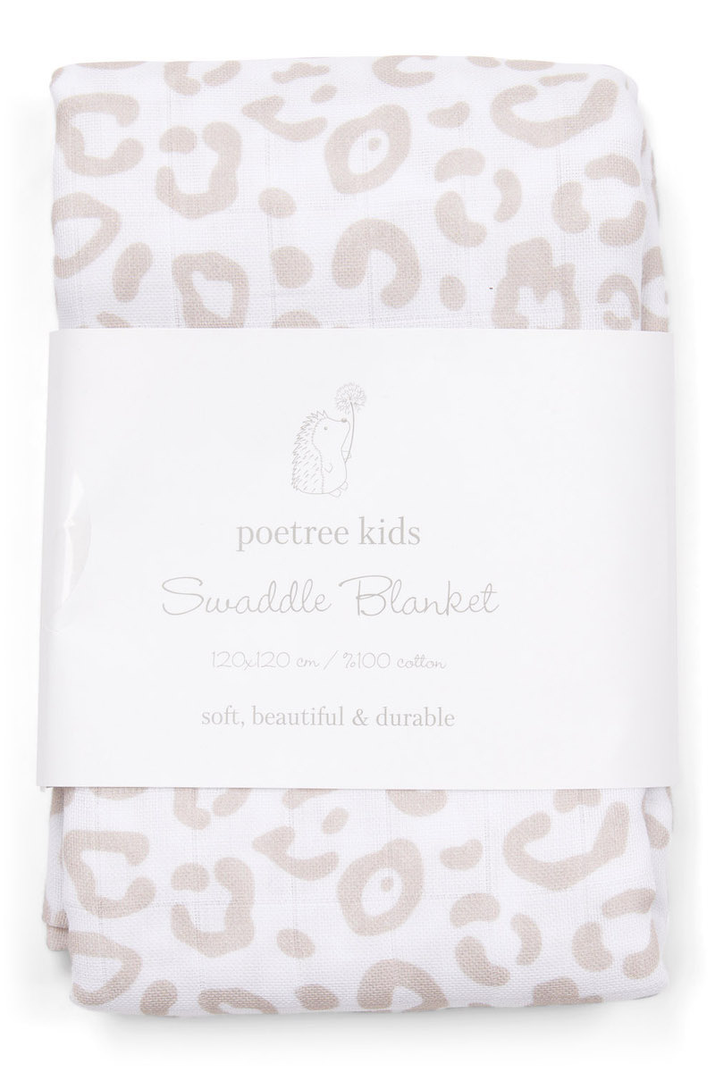 Swaddle blanket 120x120cm Camel Leopard