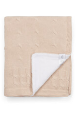 Knitted Baby Crib Blanket lined with fleece Light Camel