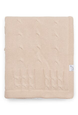 Knitted Baby Crib Blanket lined with fleece Light Camel