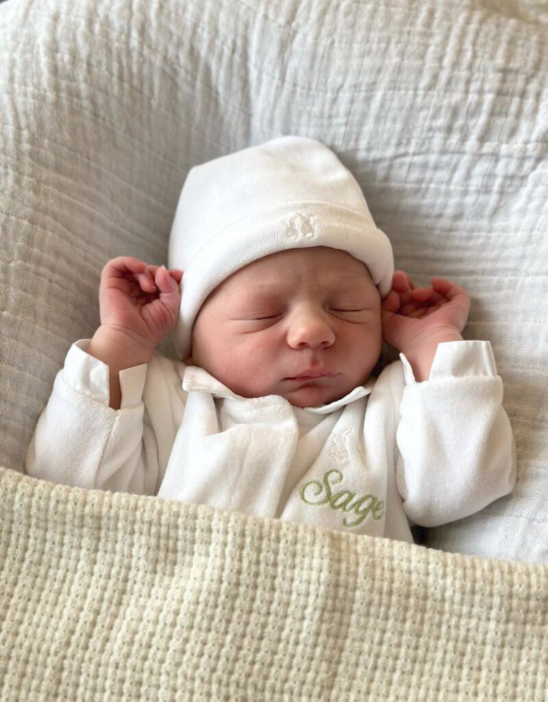 Bonnet bébé velours blanc