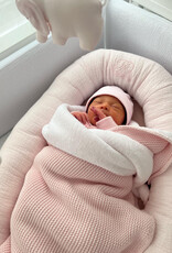 Knitted Baby Crib Blanked lined with fleece Antibes Powder Pink