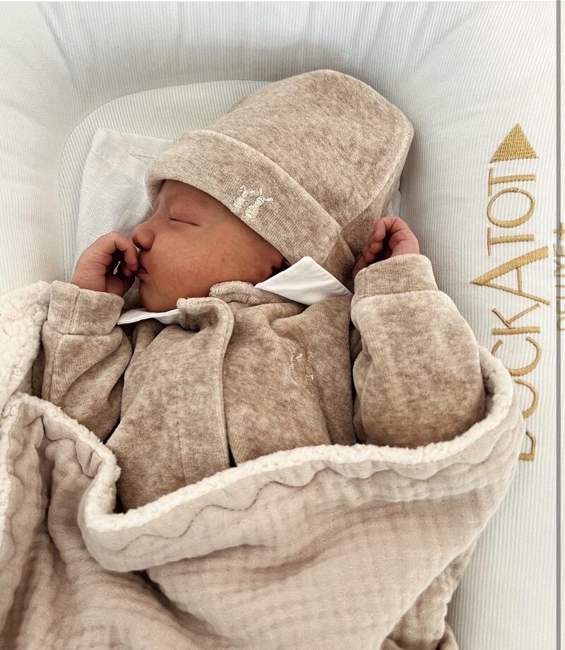 Babypakje Velours Camel met poplin kraagje Poetree Kids Poetree Kids
