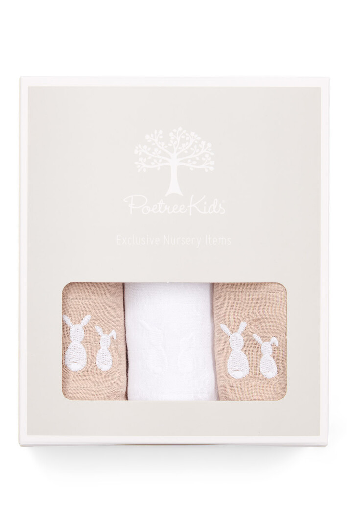 Coffret nouveau né Blanc détails Camel