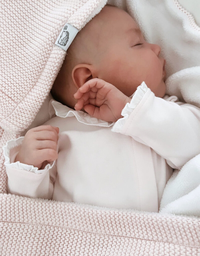 Knitted Baby Crib Blanked lined with fleece Antibes Powder Pink