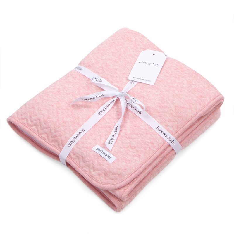 Cot Blanket lined Chevron Pink Melange
