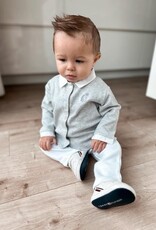 Ensemble bébé 2 pièces chemise  gris chiné avec pantalon blanc