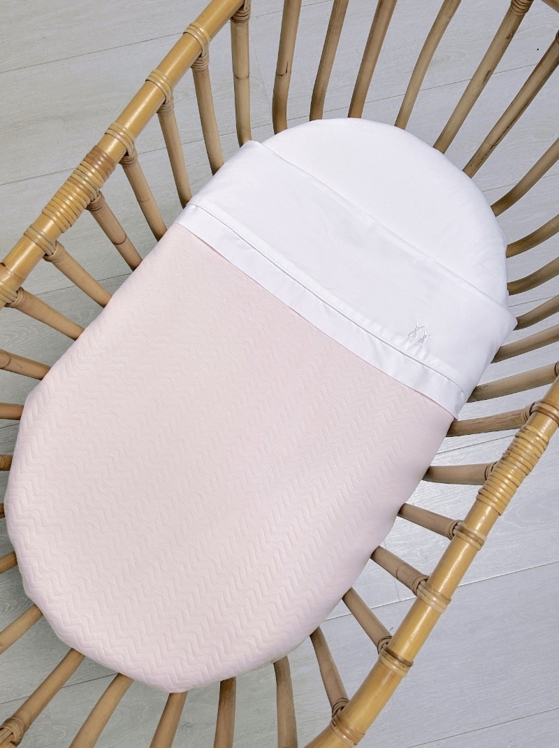 Crib blanket lined Chevron Light Pink