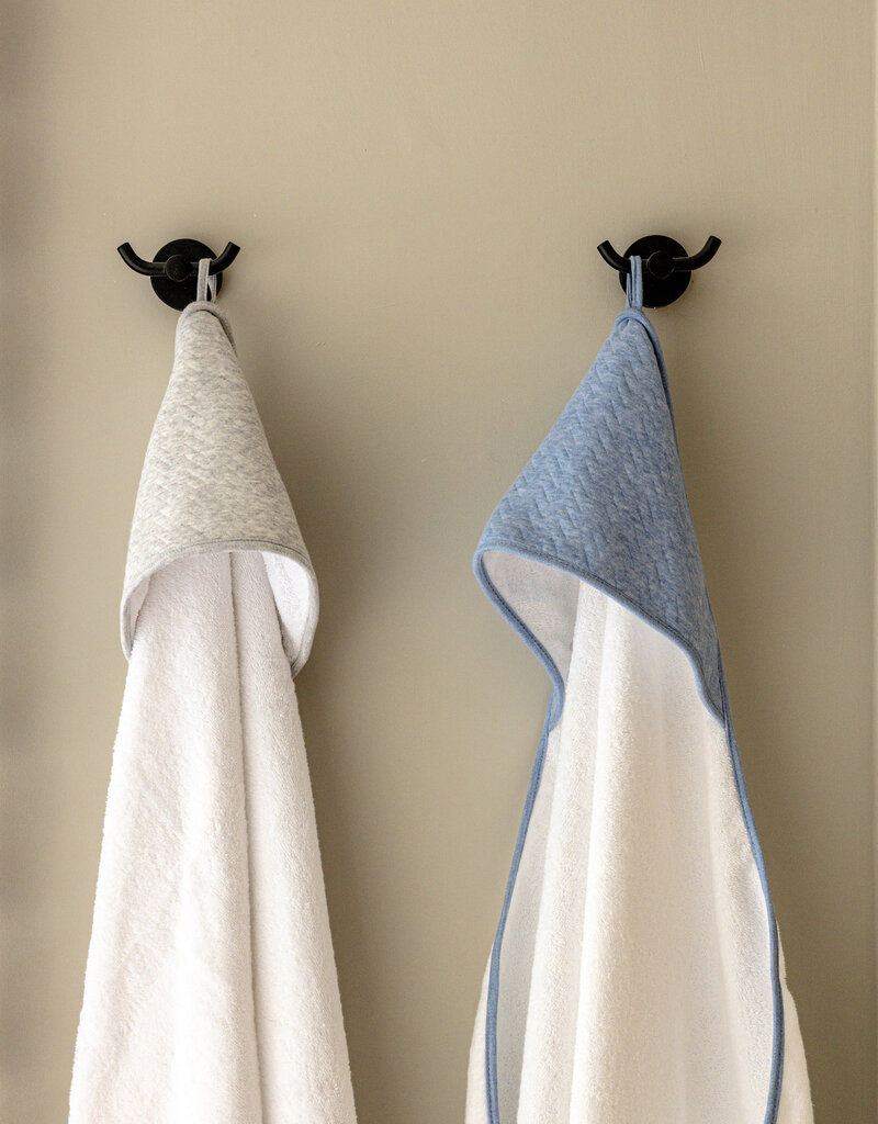 Hooded towel & washcloth Chevron Light grey melange